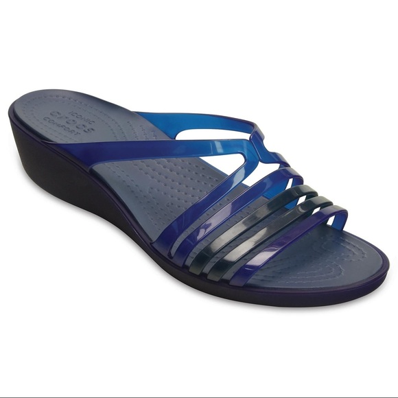 CROCS Shoes - CROCS Blue Isabella Mini Wedge